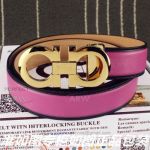 AAA Ferragamo Adjustable Belt For Women - Purple Leather Gold Gancini Buckle